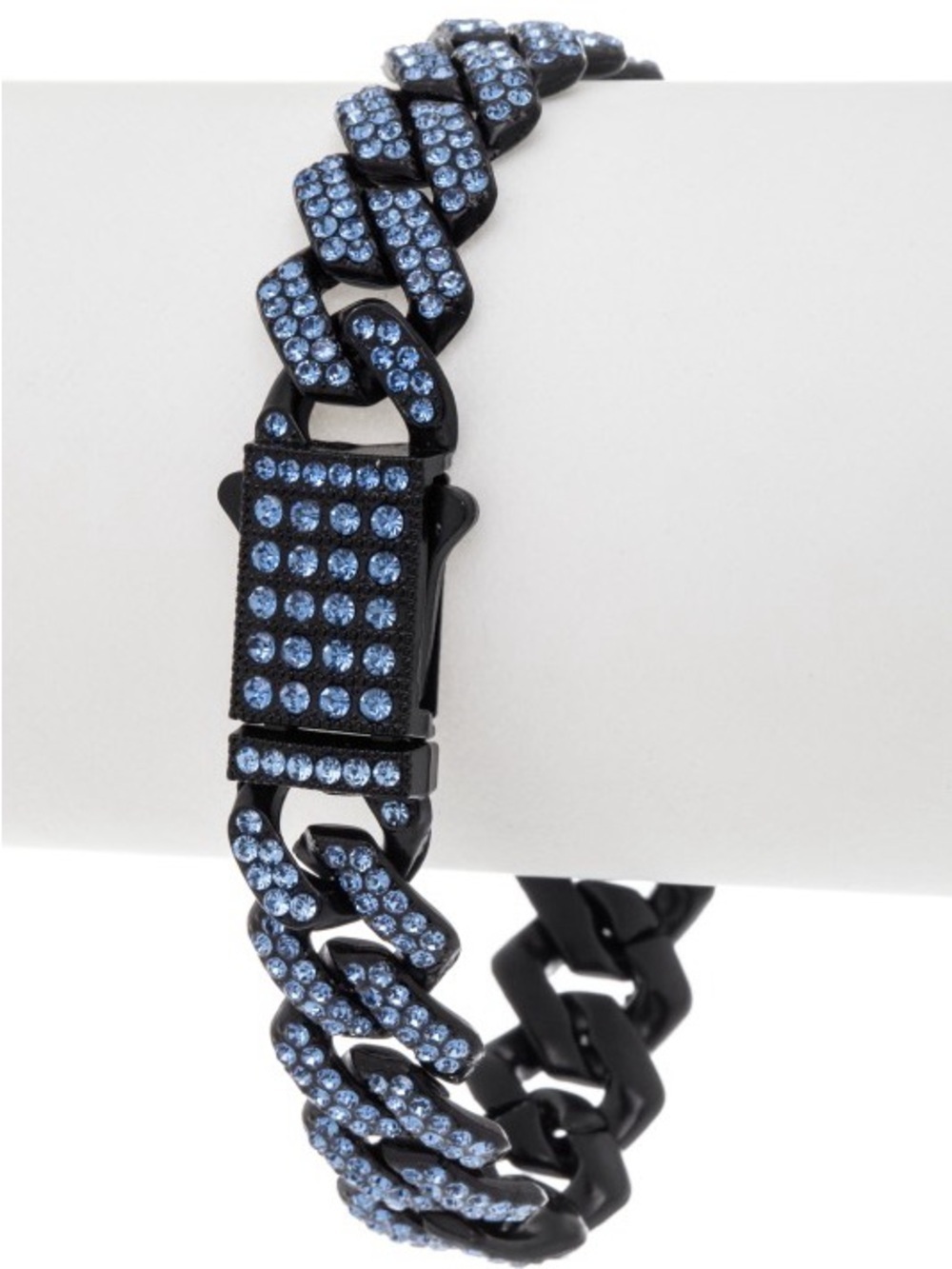 Blue Iced Out Cuban Link Bracelet | Rhinestone Statement Bracelet | Luxury